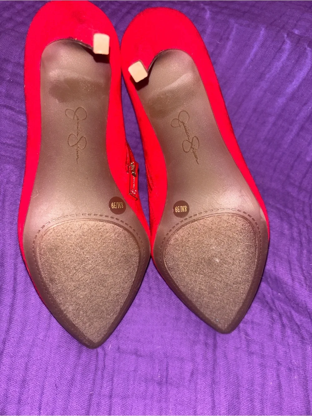 Jessica Simpson Red Pointed-Toe Stiletto Ankle Booties